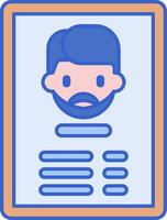 A man with a beard and glasses is shown in an orange and blue frame vector