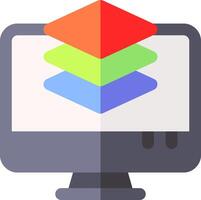 A computer with a colorful cube on it vector