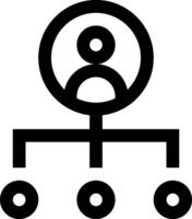 A black and white icon of a person with a circle around them vector