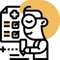 A man with glasses and a pen is writing on a checklist vector