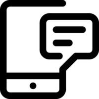 A black and white image of a phone with a speech bubble vector