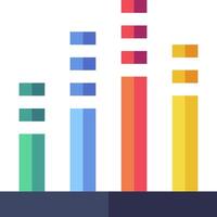 Colorful bar chart with a line and a line vector