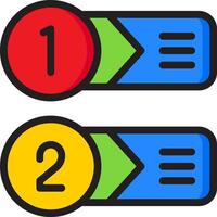 Two colorful buttons with the number one and two vector