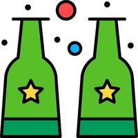 Two green beer bottles with stars on them vector