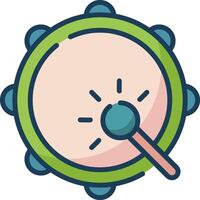 A drum with a stick and a light bulb vector