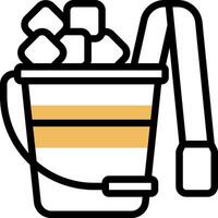 A bucket with ice cubes and a handle vector