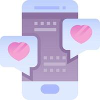 A phone with two hearts on it and two speech bubbles vector