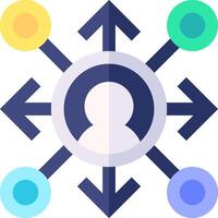 A circle with arrows pointing to different people vector