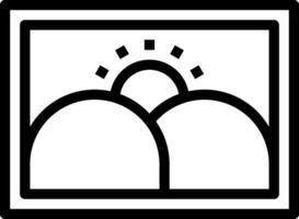A black and white image of a mountain with a sun in the middle vector