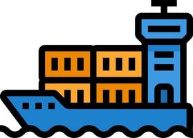 A cargo ship with a tower in the background vector
