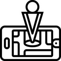 A black and white icon of a person on a phone vector