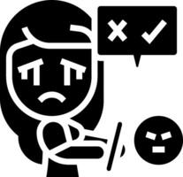 A woman is holding a phone and looking at a computer vector