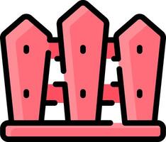 A pink fence with three wooden posts vector
