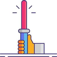 A hand holding a sword with a light saber vector