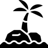 A palm tree and rock on an island vector