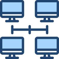 A group of three computer monitors connected to each other vector
