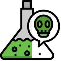 A green and white lab flask with a skull on it vector