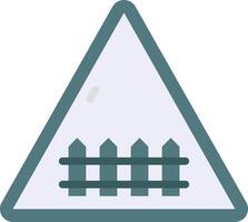 A triangle with a fence and a sign that says railroad crossing vector