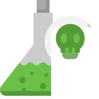 A green skull with a green beaker in front of it vector