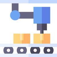 A robot is working on a conveyor belt vector