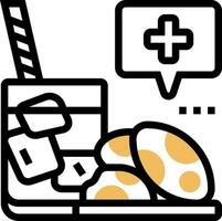 A drink and a plate with eggs and a straw vector