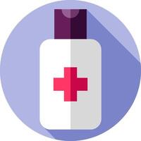 A bottle of medicine with a red cross on it vector