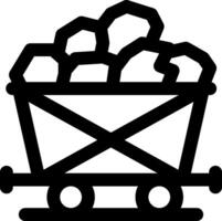 A black and white image of a cart with a basket of rocks vector