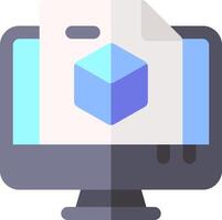 A computer with a cube on it vector