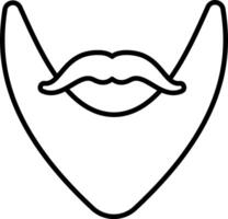 A black and white drawing of a beard with a mustache vector