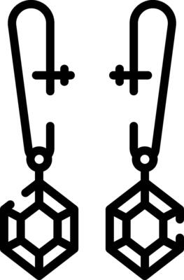 A pair of earrings with a hexagon shape