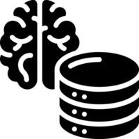 A black and white image of a stack of data and a brain vector