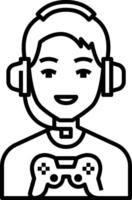 A man with headphones and a controller icon vector