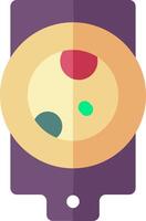 A pizza with a green, red and yellow dot on it vector