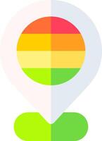 The icon for a location marker with a rainbow colored circle vector