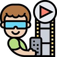 A man wearing glasses and holding a remote control vector
