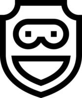 A black and white logo with a shield and a smiley face vector