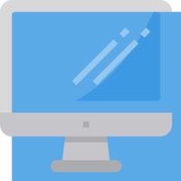 A computer monitor with a blue background vector