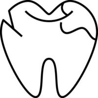 A tooth with a broken tooth in the middle vector