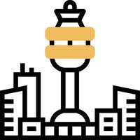 A tower with a clock on top of it vector