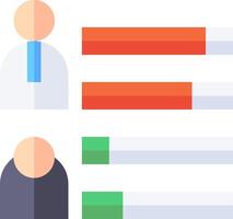 A flat design of a person with a bar chart vector
