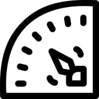 A black and white icon of a speedometer vector