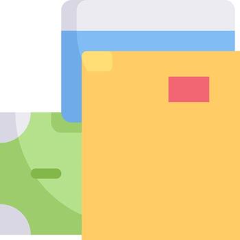 A stack of envelopes and a folder vector