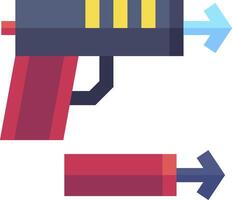 A gun with a blue arrow pointing to the left vector