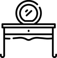 A black and white drawing of a table with a clock on it vector