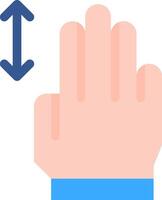 A hand with a finger pointing up and a blue arrow pointing down vector