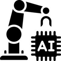 A robot holding a chip and an ai symbol vector