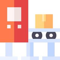 A red and orange truck with a box on it vector