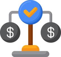 A dollar sign and check mark on a balance scale vector