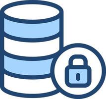 A blue icon with a padlock on top of a stack of data vector