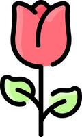 A pink flower with leaves on it vector